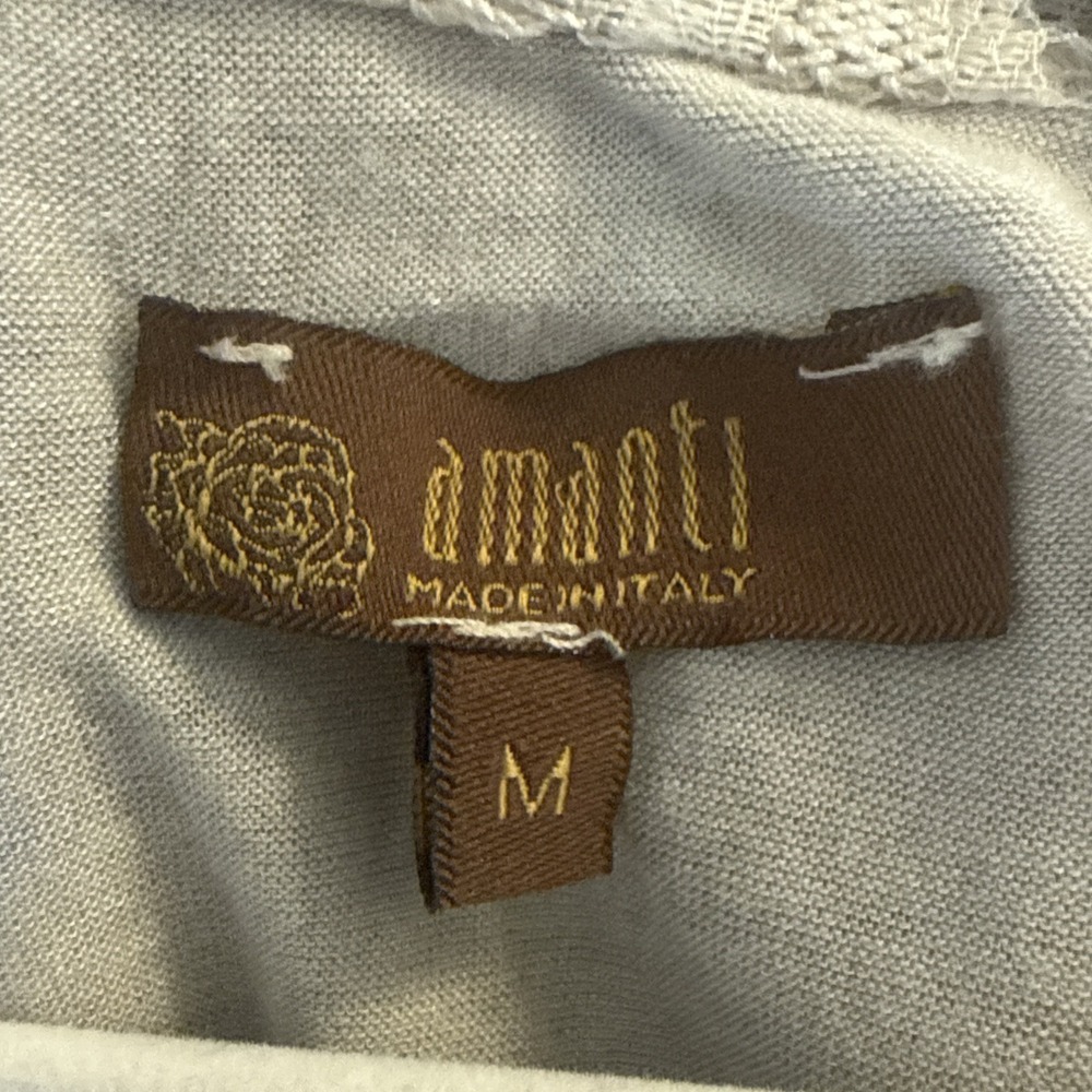 AMANTI Silk Taupe blouse Women M Lace Italy Romantic Poet Forest Fairy Whimsy - Picture 5 of 12